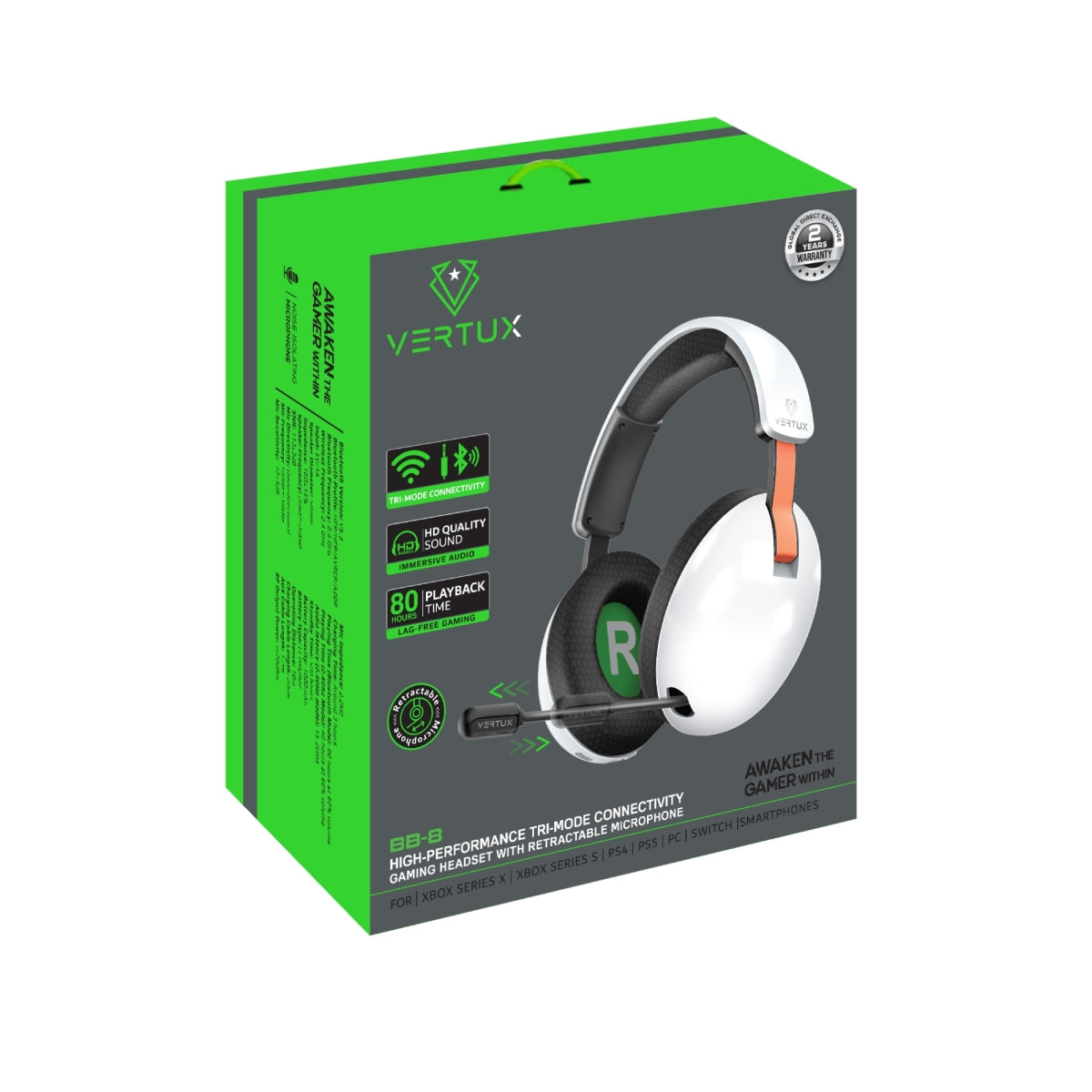 High-Performance Tri-Mode Connectivity Gaming Headset with Retractable Microphone