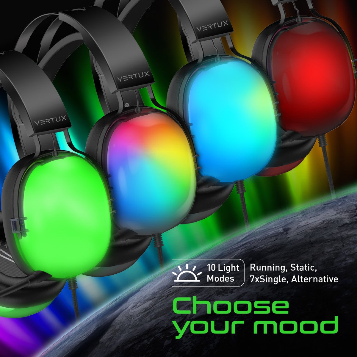 High Performance 7.1 Stereo Sound Gaming Lumiflux™ Headset with Microphone