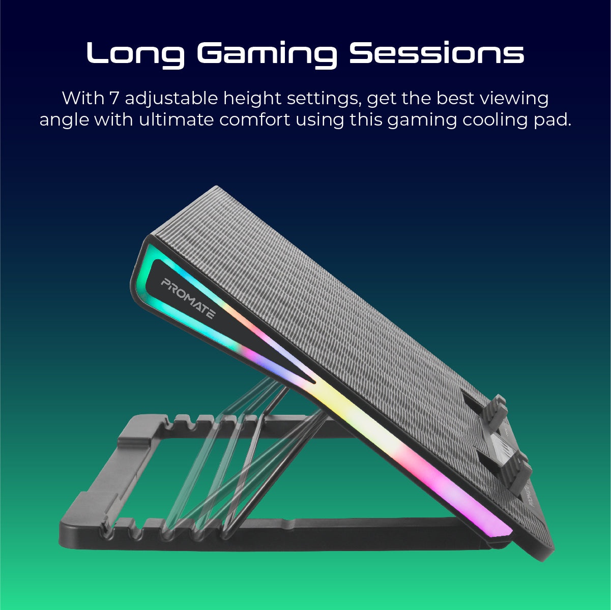 Portable Height Adjustable RGB Gaming Cooling Pad