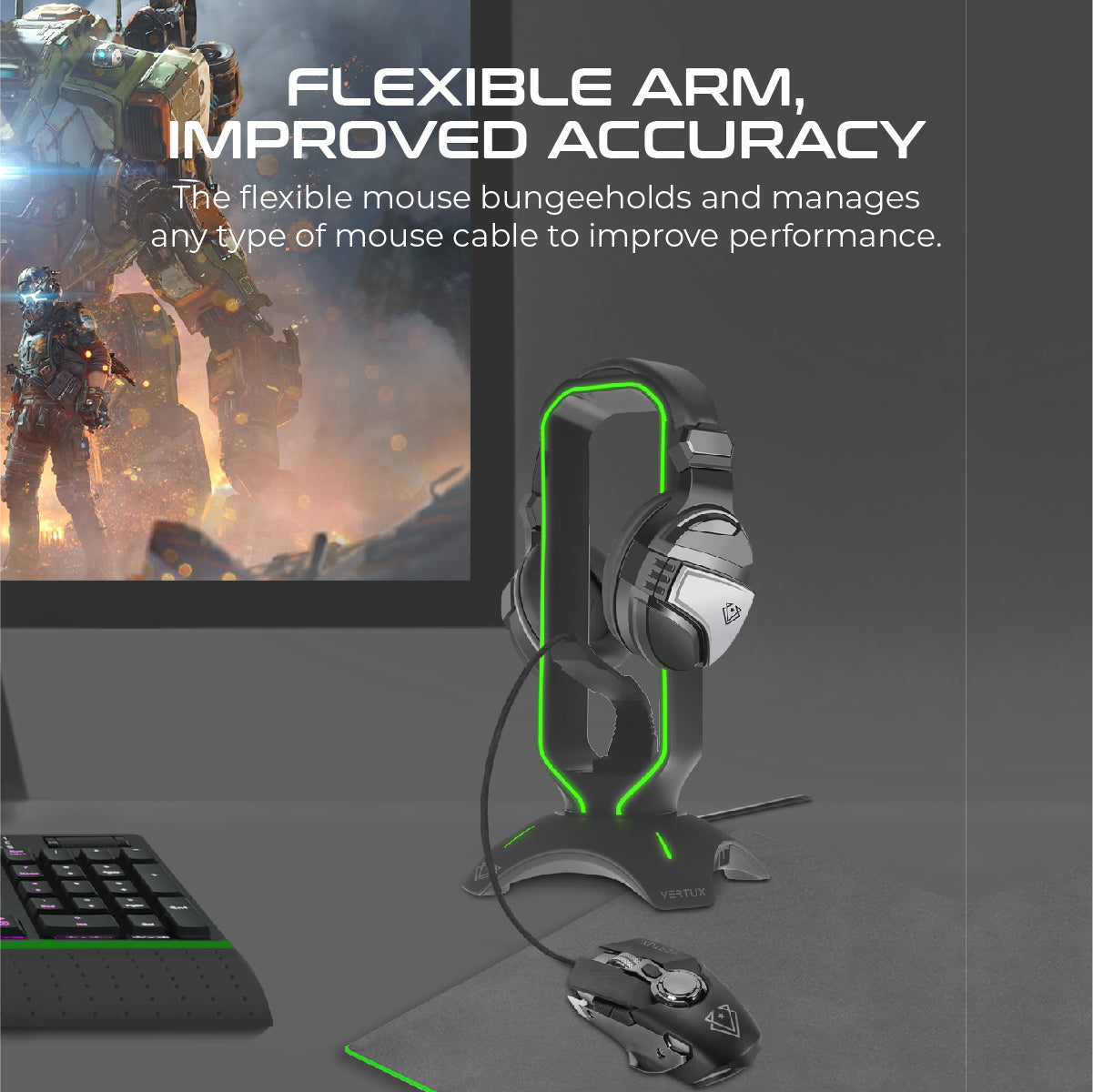 Multi-Purpose Mouse Bungee with Headphone Stand & USB Hub