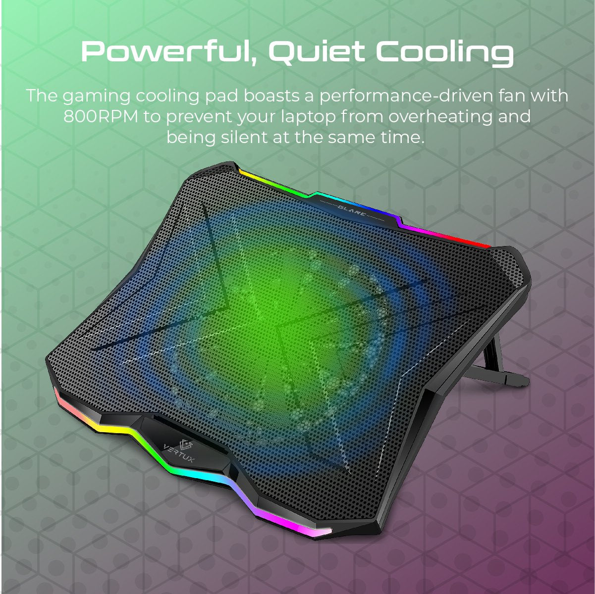 Quiet Cooling Laptop Stand with Rainbow LED Lights