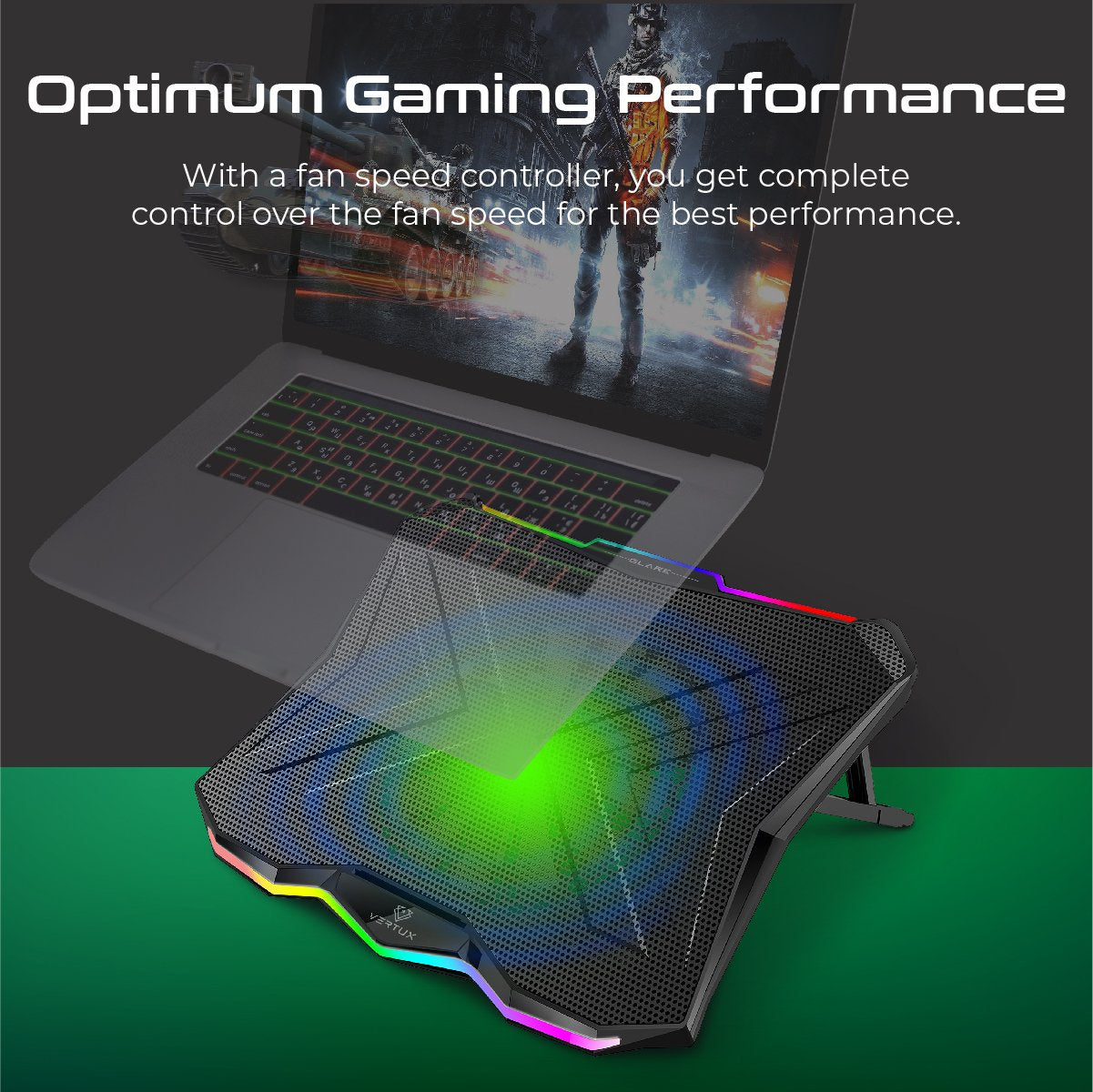 Quiet Cooling Laptop Stand with Rainbow LED Lights