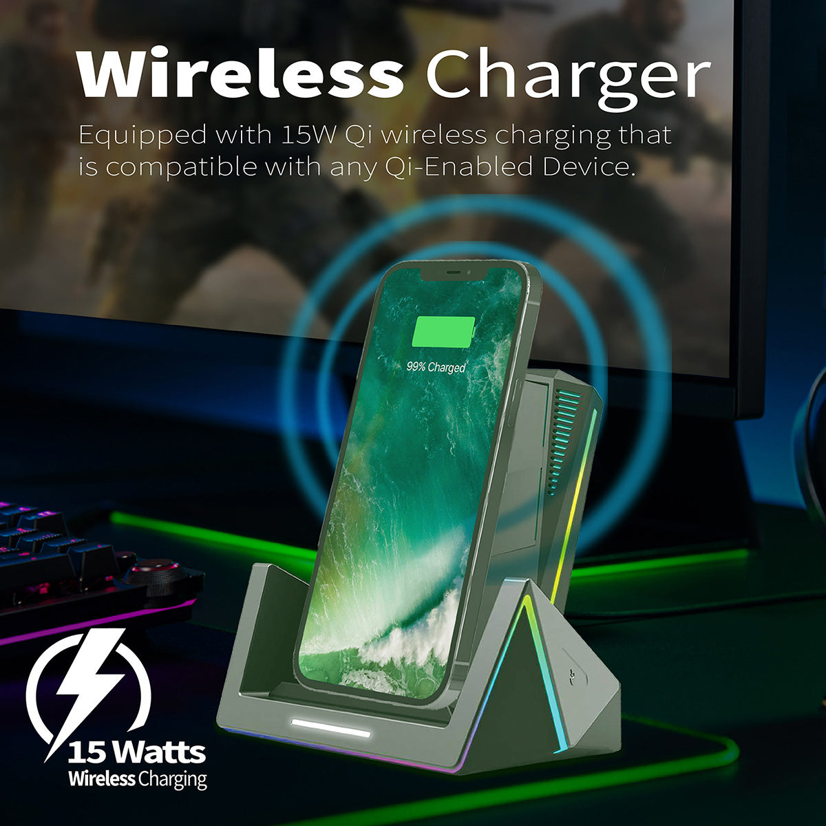 15W PRO-GAMING WIRELESS CHARGING STATION