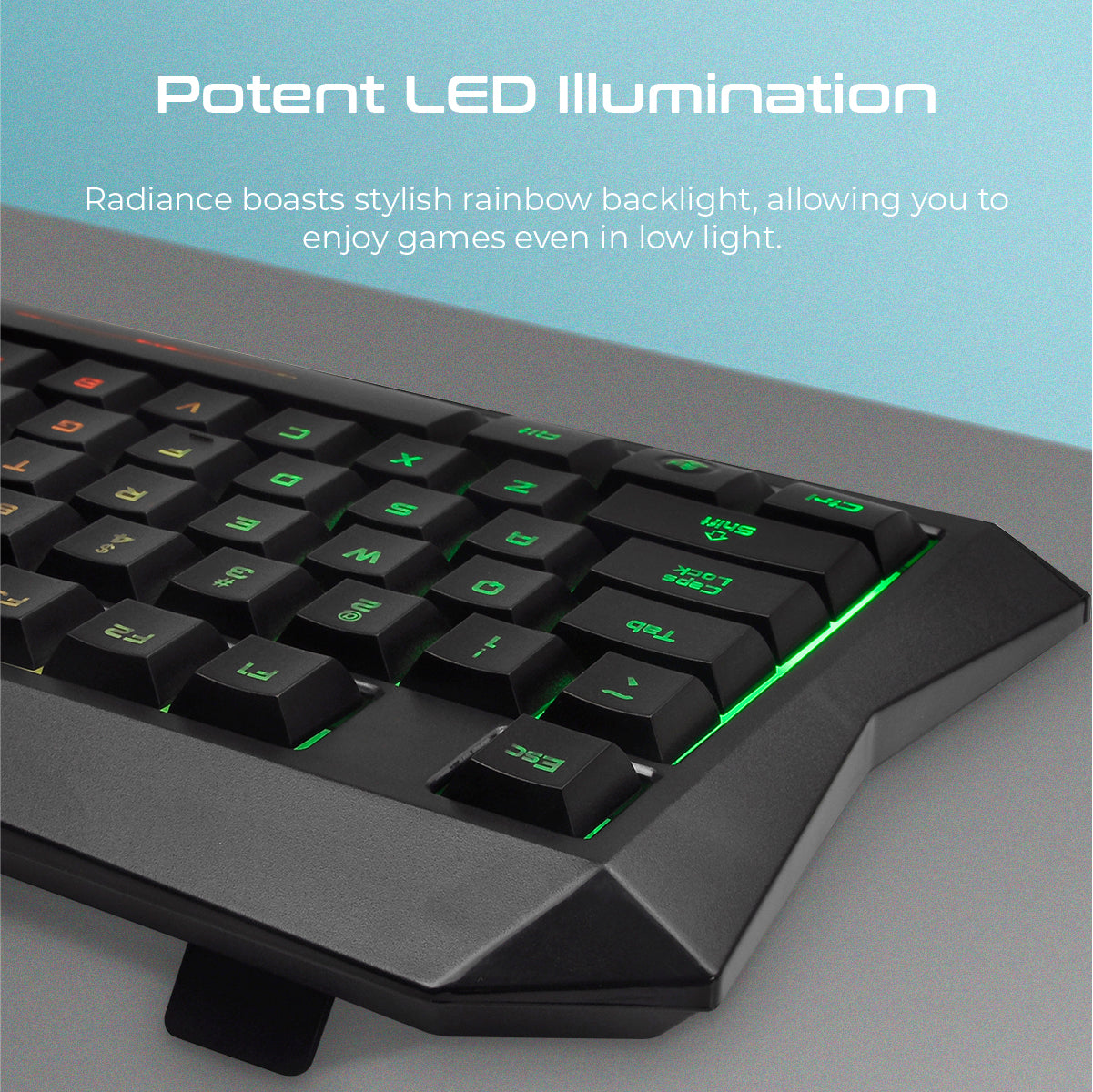 Ergonomic Backlit Wired Gaming Keyboard