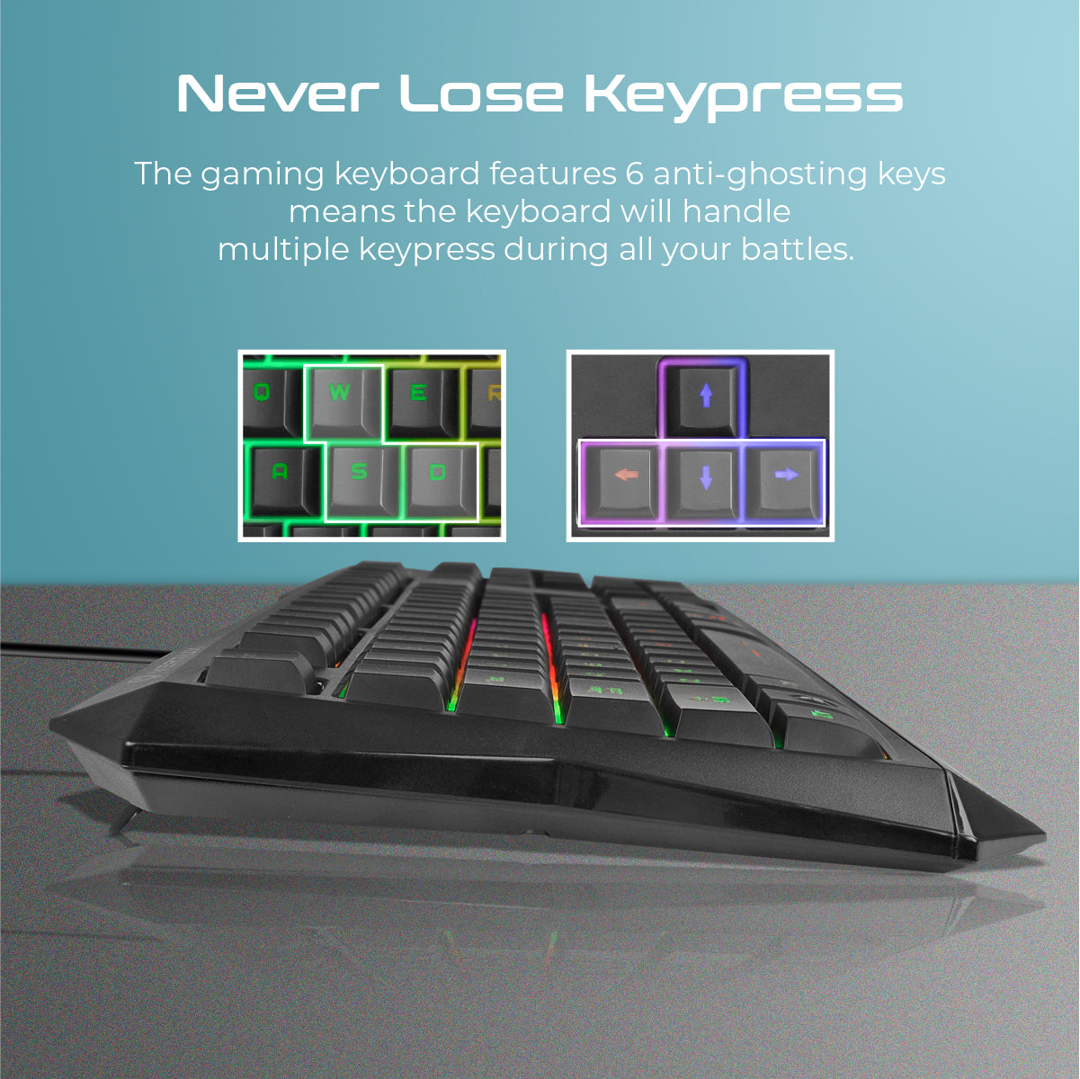 Ergonomic Backlit Wired Gaming Keyboard