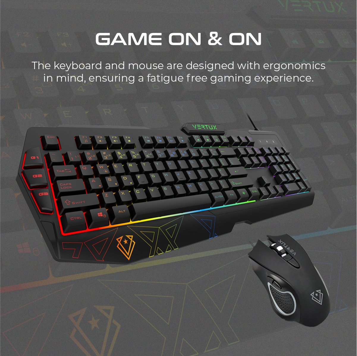 Ergonomic Gaming Keyboard Mouse With Programable Macro Keys Vertux Ergonomic Gaming Keyboard Mouse With Programable Macro Keys Vertux